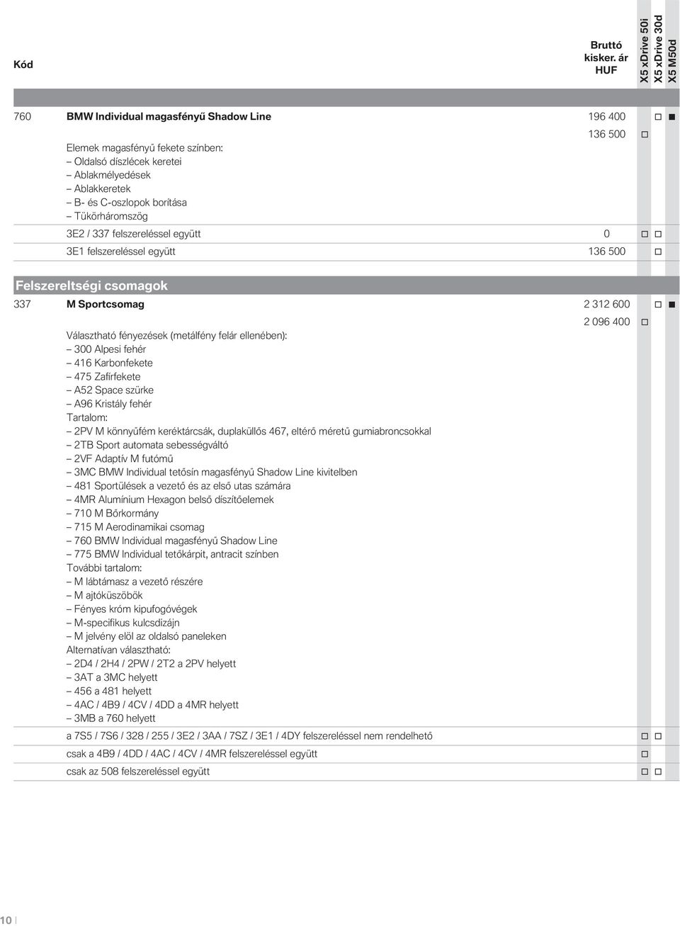 Karbonfekete 475 Zafírfekete A52 Space szürke A96 Kristály fehér Tartalom: 2PV M könnyűfém keréktárcsák, duplaküllős 467, eltérő méretű gumiabroncsokkal 2TB Sport automata sebességváltó 2VF Adaptív M