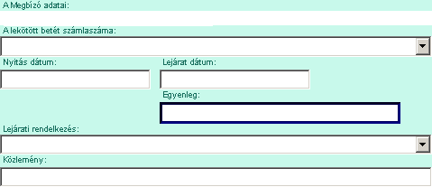 A többi mezı nem változtatható, csak információ közlésre szolgál. A többi megbízáshoz hasonlóan itt is beállíthatjuk a kötegeket. Tovább a RENDBEN gombbal léphetünk.