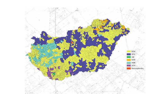 Projection systems used in Hungarian cadastral mapping EOV- Uniform National projection STG Stereographic projection HÉR