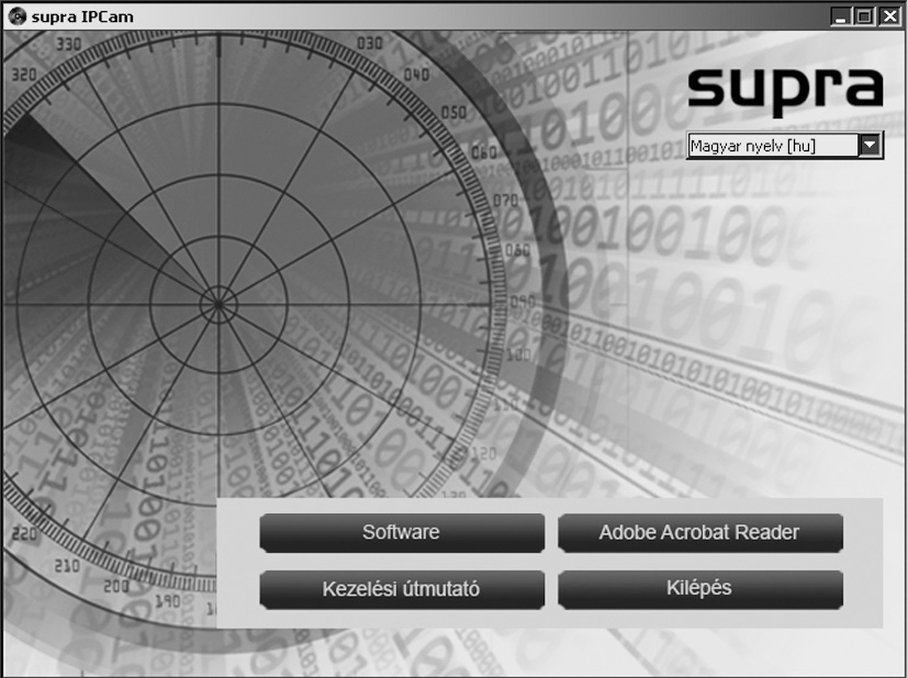 Használatba vétel 3. Majd kétszeri kattintással indítsa el a CDMenu/CDMenu.exe programot 4. A supra IPCam pontra kattintva telepítse fel a supra IPCam Config programot.