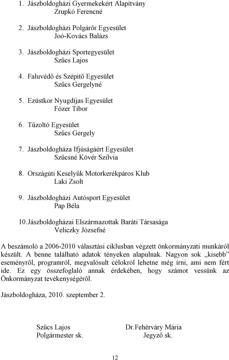 Országúti Keselyűk Motorkerékpáros Klub Laki Zsolt 9. Jászboldogházi Autósport Egyesület Pap Béla 10.