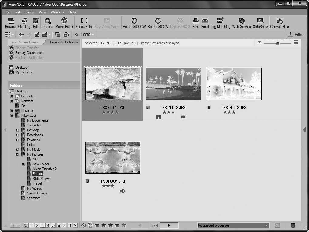 Képek megtekintése Indítsa el a ViewNX 2 alkalmazást. Amikor befejeződik az átvitel, a képek megjelennek a ViewNX 2 alkalmazásban.
