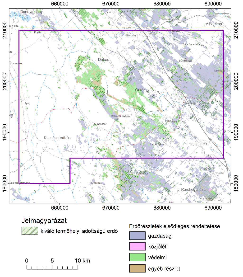 Örkény. Komplex érzékenységi és terhelhetőségi vizsgálati jelentés tervezet észak- és délkeleten megnő a magántulajdonú erdők aránya.