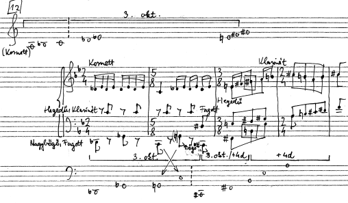 Horváth Zsolt: Stravinsky 1913 és 1920 között írott műveinek tonális és harmóniai vonatkozásai 98 87. kottapélda Ezután a hangzás felső rétege diatonikus marad, bár kilép a +4 diatóniából.