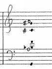 Dalok 131 kvintben megduplázva. Stravinsky gondoskodik a szimmetria megbontásáról is a gordonka súlytalan g hangjai által. 135.