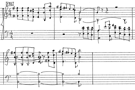 Horváth Zsolt: Stravinsky 1913 és 1920 között írott műveinek tonális és harmóniai vonatkozásai 68 Többször találkozunk azzal a harmonizálási móddal, amely az orosz népi polifóniára emlékeztet, s