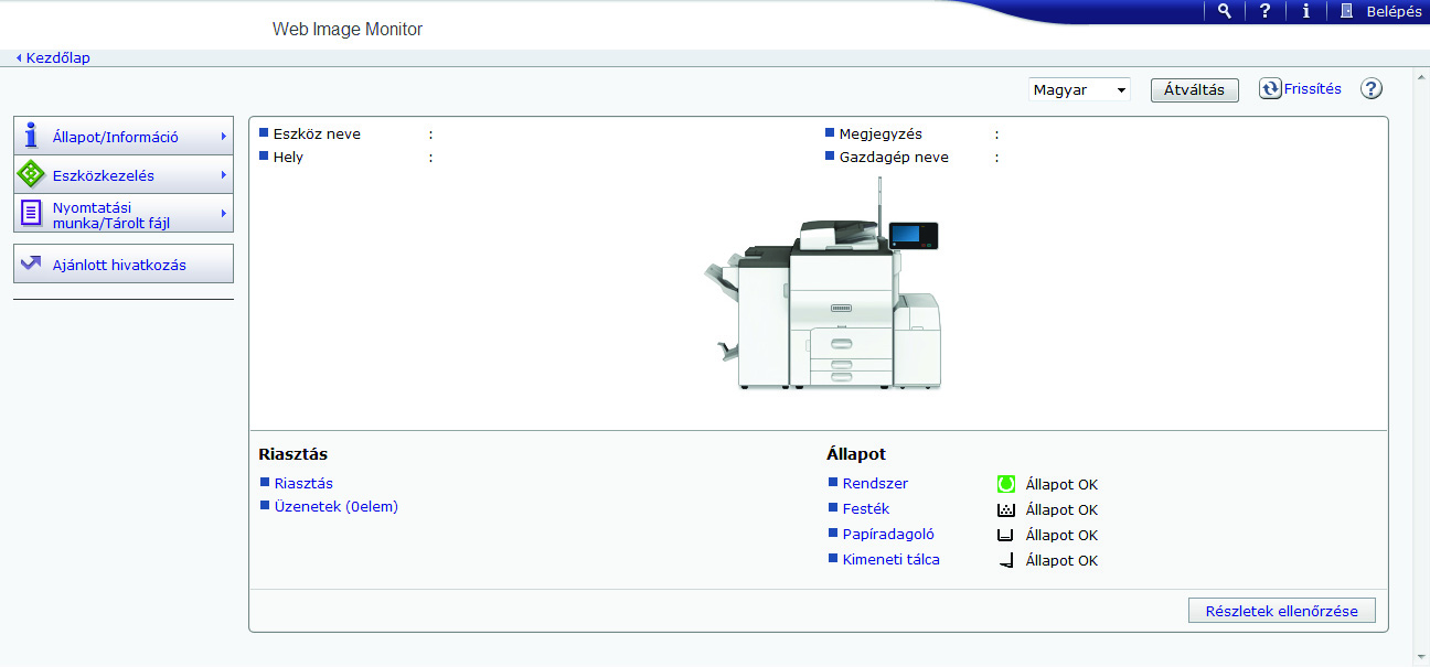 7. Web Image Monitor Ez a fejezet a Web Image Monitor gyakran használt műveleteit és funkcióit ismerteti.