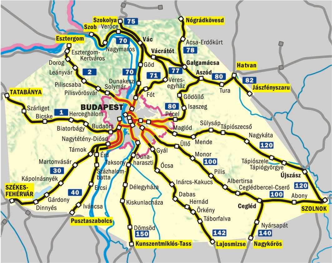 BKSZ területe A BKSZ területe a fıvárost, f Pest, Fejér, Komárom rom-esztergom megye VOLÁNBUSZ közvetlen autóbuszj buszjárataival kiszolgált lt