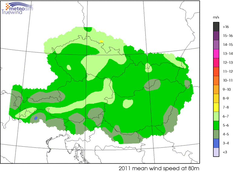 Obrázok 32 Mapa veternosti v Strednej Európe Zdroj: