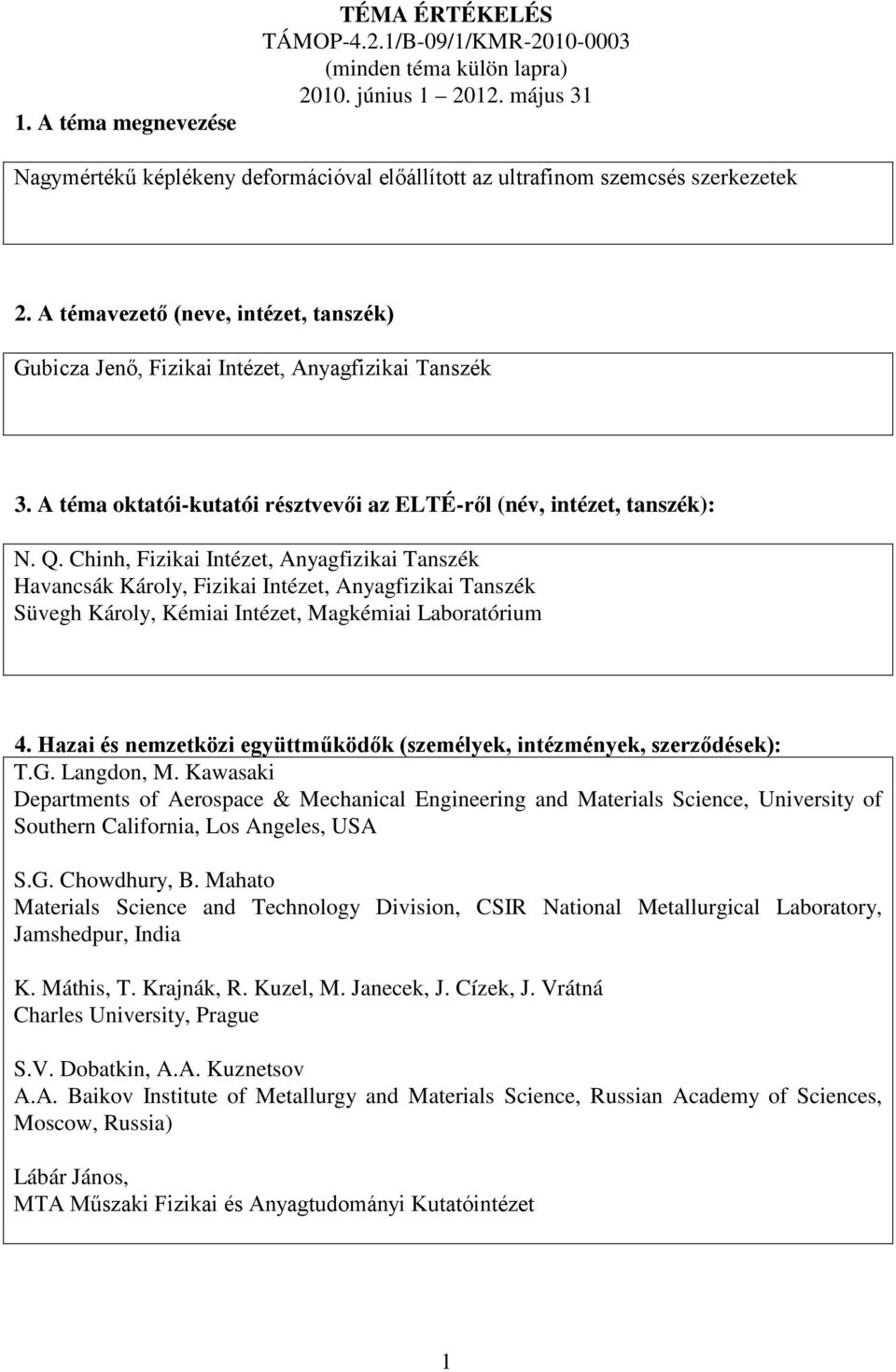 A téma oktatói-kutatói résztvevői az ELTÉ-ről (név, intézet, tanszék): N. Q.