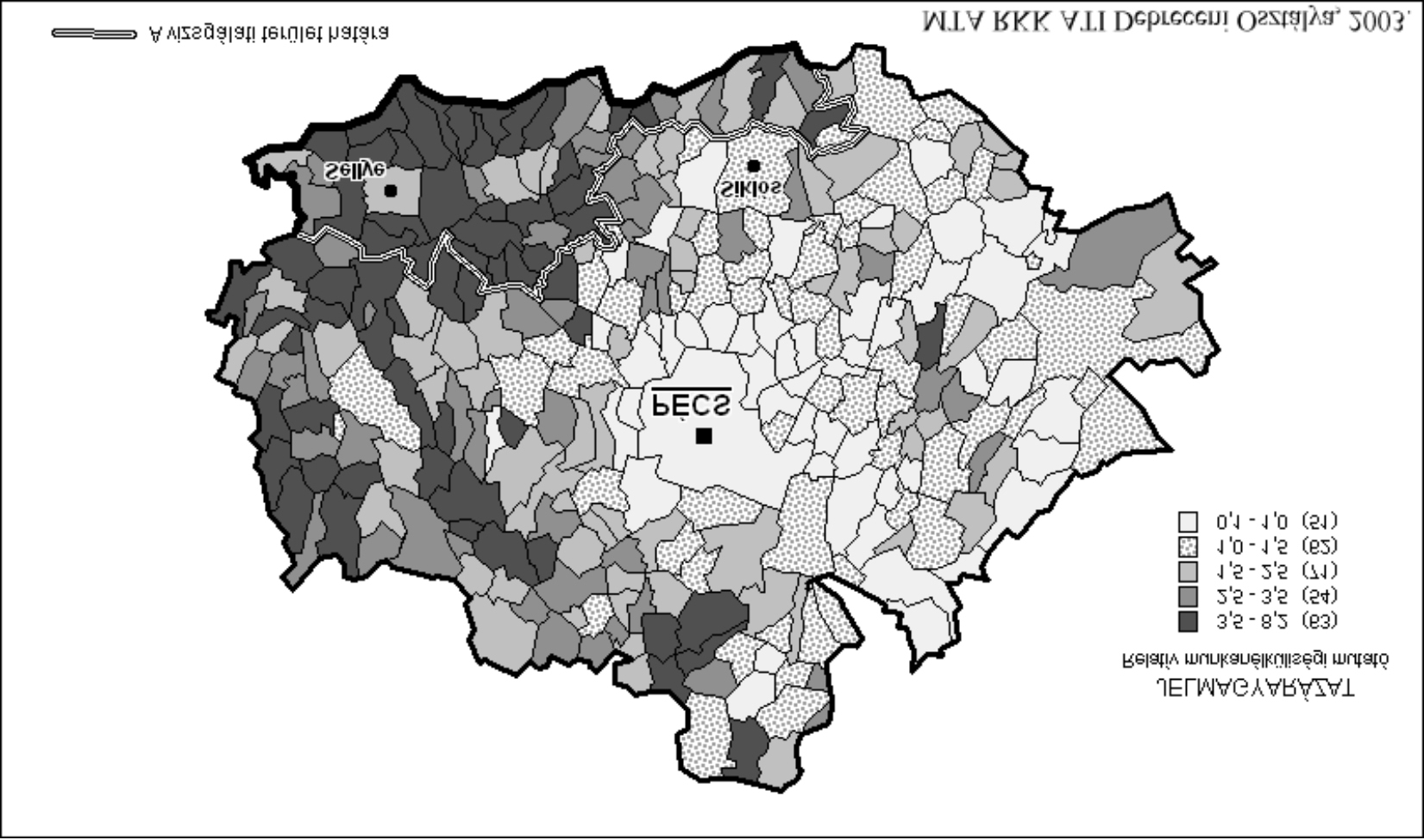 A szelektív el- és odavándorlás, illetve a nagy különbségeket mutató természetes szaporodás hatásait jól összegzi a 60 év felettiek és a 14 év alattiak számához viszonyított összlakosság arányának