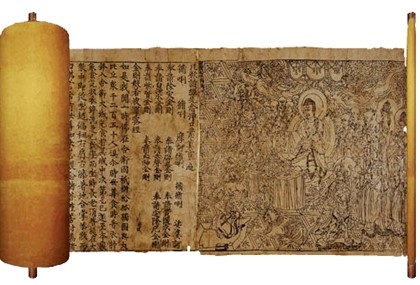Magasnyomás története, fametszet Gyémánt Szútra (Gyémánt Könyvecske, 868) A buddhista kanonikus
