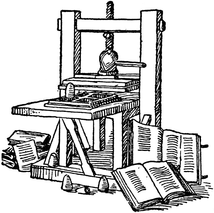 Magasnyomás története, fametszet Gutenberg (1400-1468) A