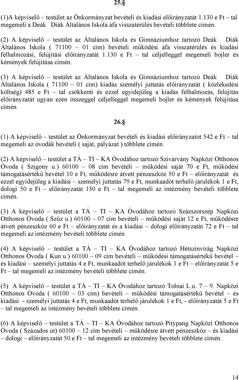 130 e Ft tal céljelleggel megemeli bojler és kémények felújítása címén.