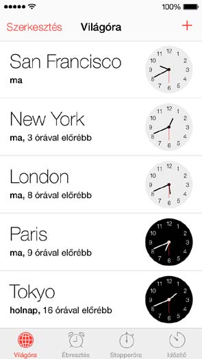 Óra 14 Óra rövid áttekintés Az első óra az a szerinti helyi időt mutatja, amikor beállítja az iphone-t.
