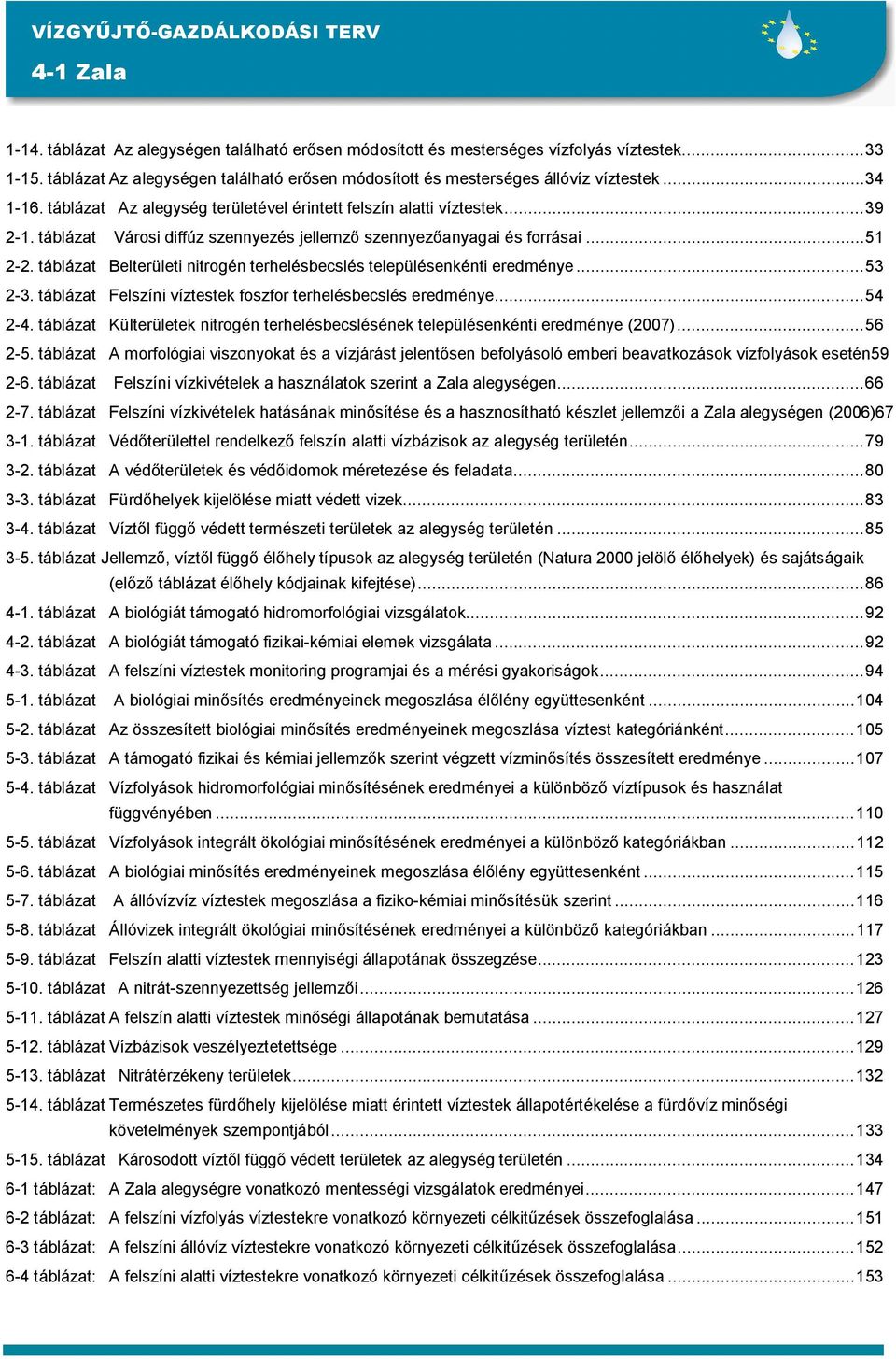 táblázat Városi diffúz szennyezés jellemző szennyezőanyagai és forrásai...51 2-2. táblázat Belterületi nitrogén terhelésbecslés településenkénti eredménye...53 2-3.