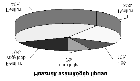 29 nak felmérése nem várt eredményt hozott. Legnagyobb részben Pentium II típust használnak, de mind egy kategóriával lejjebb, mind pedig feljebb is jelentõs a használati arány.