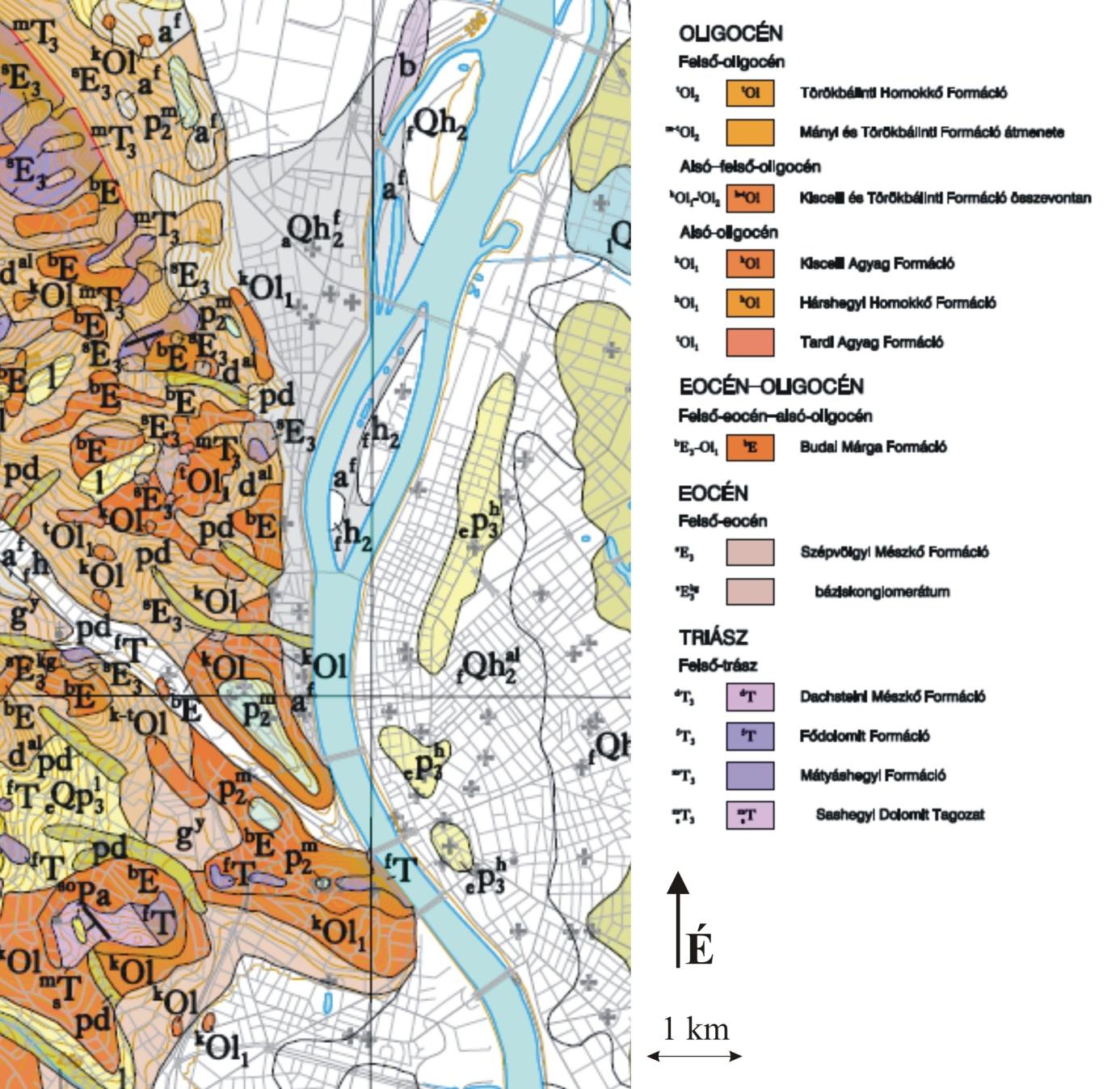 4. ábra: A vizsgált terület fedett földtani térképe (forrás: Gyalog, 2005) 3.1.