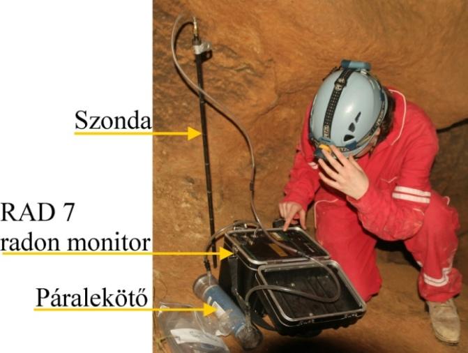 14. ábra: Agyagos kitöltés pórusaiban lévő levegő radonkoncentrációjának meghatározása a Pál-völgyi-barlangban 5.2. Laboratóriumi vizsgálatok 5.2.1. Fizikai mérések Radon kibocsátás meghatározása