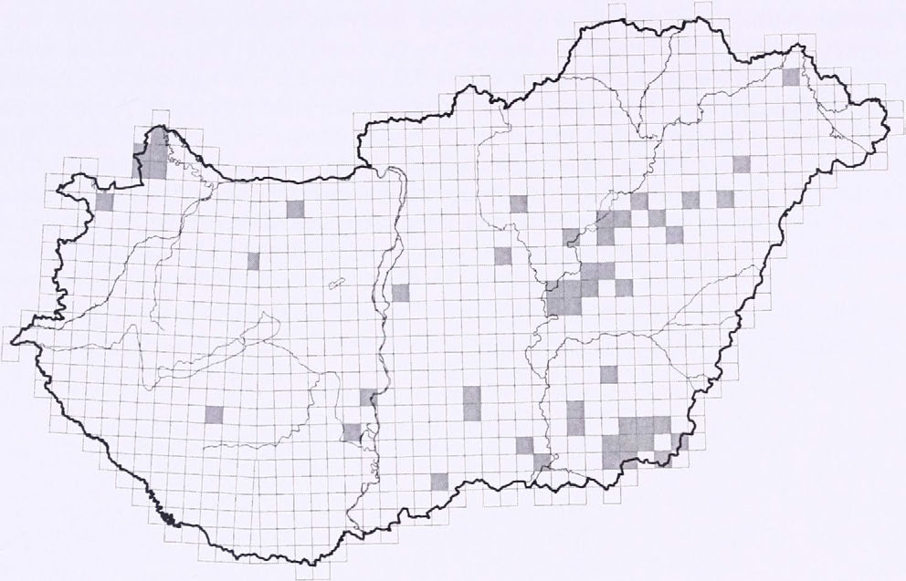 MUSTELA EVERSMANII MAGYARORSZÁGI ELŐFORDULÁSA 3. ábra. A molnárgörény 1990 és 2010 között regisztrált előfordulási adatai Magyarországon. Figure 3.