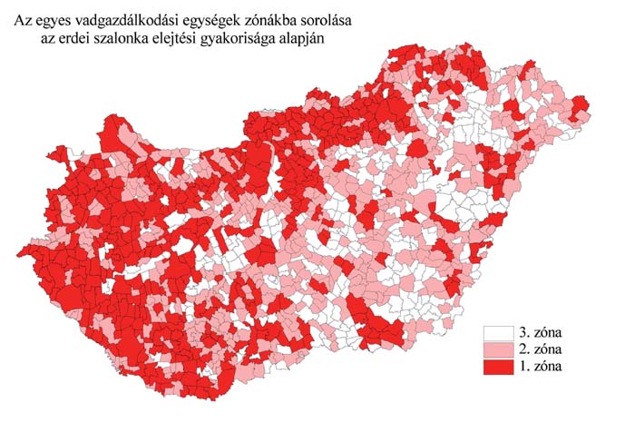 A szalonkaterítékkel nem rendelkező területek alkotják a 3. zónát (306 ilyen terület). A többi területet további két csoportra különítettük el: rendszeres terítékű VGE-ek (1.