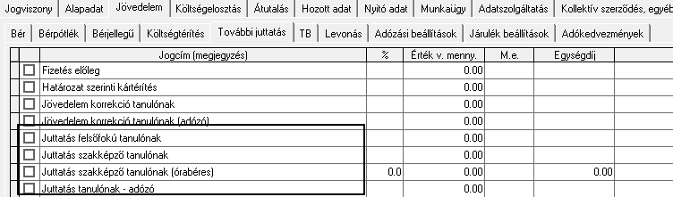 Mivel a tanuló betegsége idejére a társadalombiztosítási jogszabályok szerint táppénzre is jogosult, ezért a 'Legalább heti 36 órás jogviszony máshol' beállítási funkció NE legyen bepipálva a dolgozó