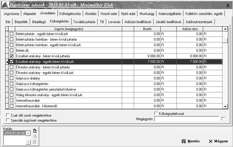 Jogviszony / Jövedelem / Költségtérítés A költségtérítési jogcímek abban térnek el más jogcímektől, hogy itt Ön beírhatja, hogy a költségtérítés bruttó összegéből mekkora az adózó rész. 2010.