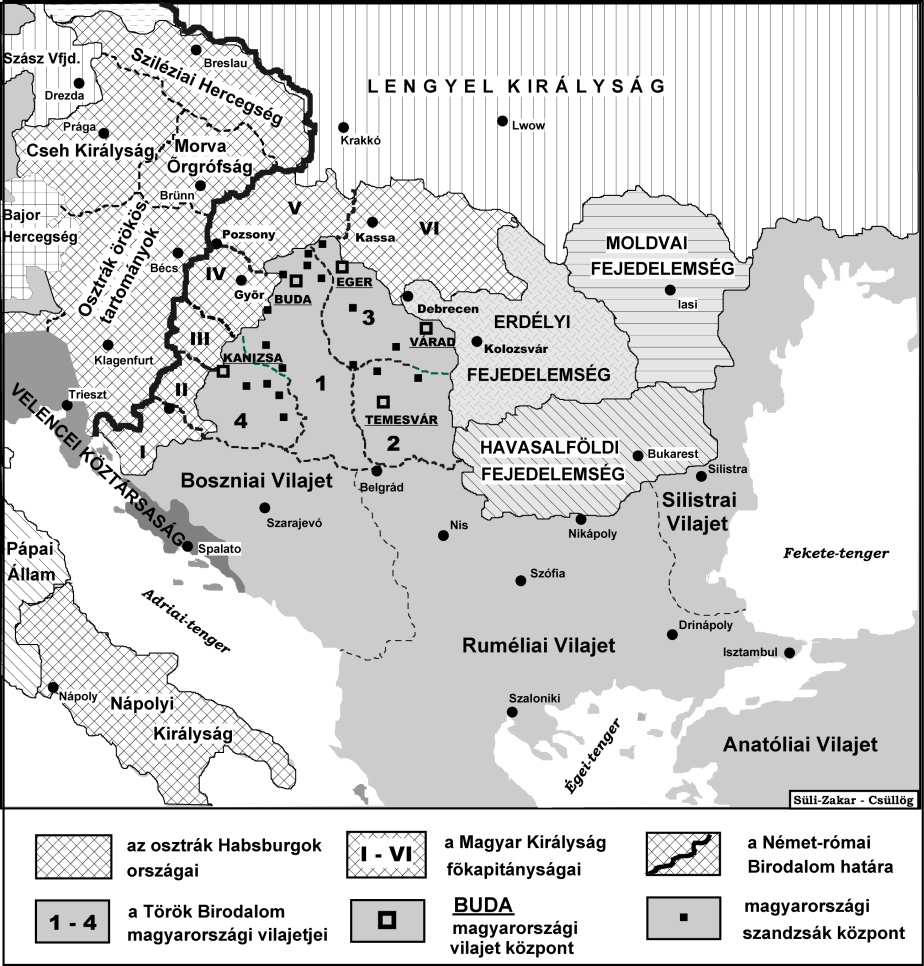 39. ábra A Török Birodalom és Közép-Európa az 1660-as években 6. A T i s z á n t ú l r e g i o n a l i z á c i ó s s z e r e p k ö r é n e k v á l t o z á s a i a 1 1. é s a 17.