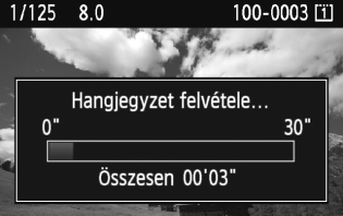 K Hangjegyzetek felvétele és lejátszása Hangjegyzetet csatolhat egy rögzített képhez. A hangjegyzet WAV hangfájlként lesz elmentve, a képpel azonos fájlszámmal.