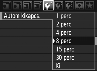 Előkészítő lépések 3 Kikapcsolás ideje/automatikus kikapcsolás beállítása Energiatakarékossági okokból a fényképezőgép automatikusan kikapcsol, ha meghatározott ideig nem hajt végre semmilyen