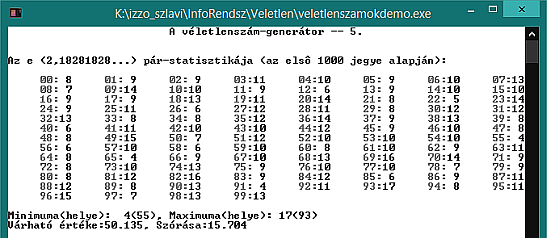 2.5 Transzcendens számok 2. A két nevezetes transzcendens szám statisztikai elemzését végezzük el ismét: most a számjegy-párjainak a gyakoriságát határozzuk meg az első 1000 számjegyük alapján.