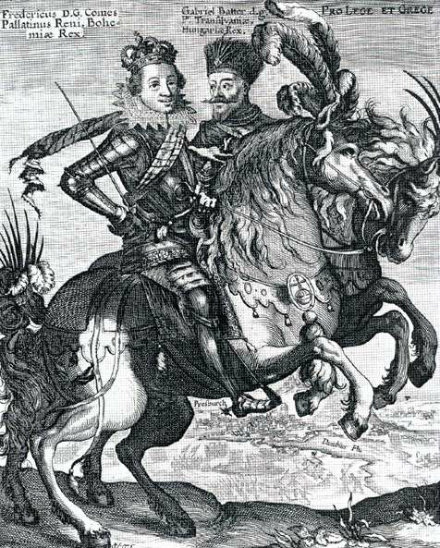 IV. Frigyes pfalzi választófejedelem (valamint cseh király) és Bethlen Gábor egy korabeli metszeten 1624-ben újabb, de eredménytelen támadást indított a Habsburgok ellen, az ezt lezáró bécsi béke