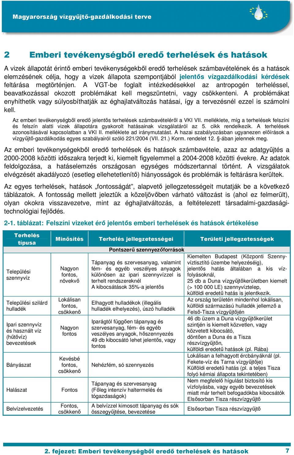 A VGT-be foglalt intézkedésekkel az antropogén terheléssel, beavatkozással okozott problémákat kell megszüntetni, vagy csökkenteni.