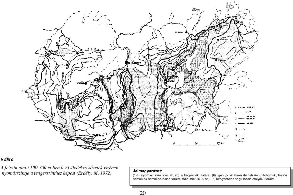 1972) Jelmagyarázat: (1-4) nyomási szintvonalak, (5) a hegyvidék határa, (6) igen jó