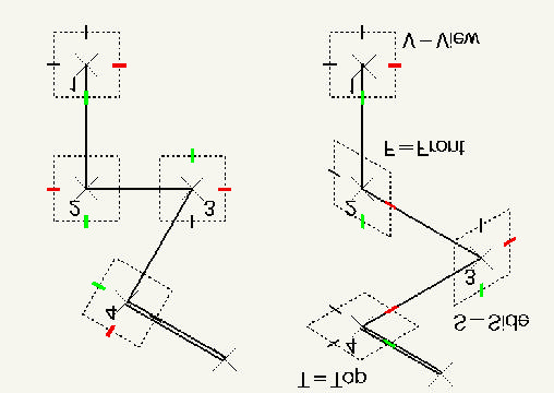 2 2. ábra. Szerkesztosík forgatás 2D-s és 3D-s rajzban. Alaphelyzetben az AccuDraw szerkesztosík párhuzamos a nézeti képsíkkal (V=View).