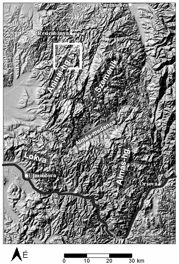 fedőréteg lepusztulása után inverziós medencék jöttek létre (PINCZÉS 1995). Mintaterületünket a Ponor-csúcstól (808 m) délre húzódó Krassóalmási-karsztfennsíkon (Podişul Iabalcei) jelöltük ki (1.