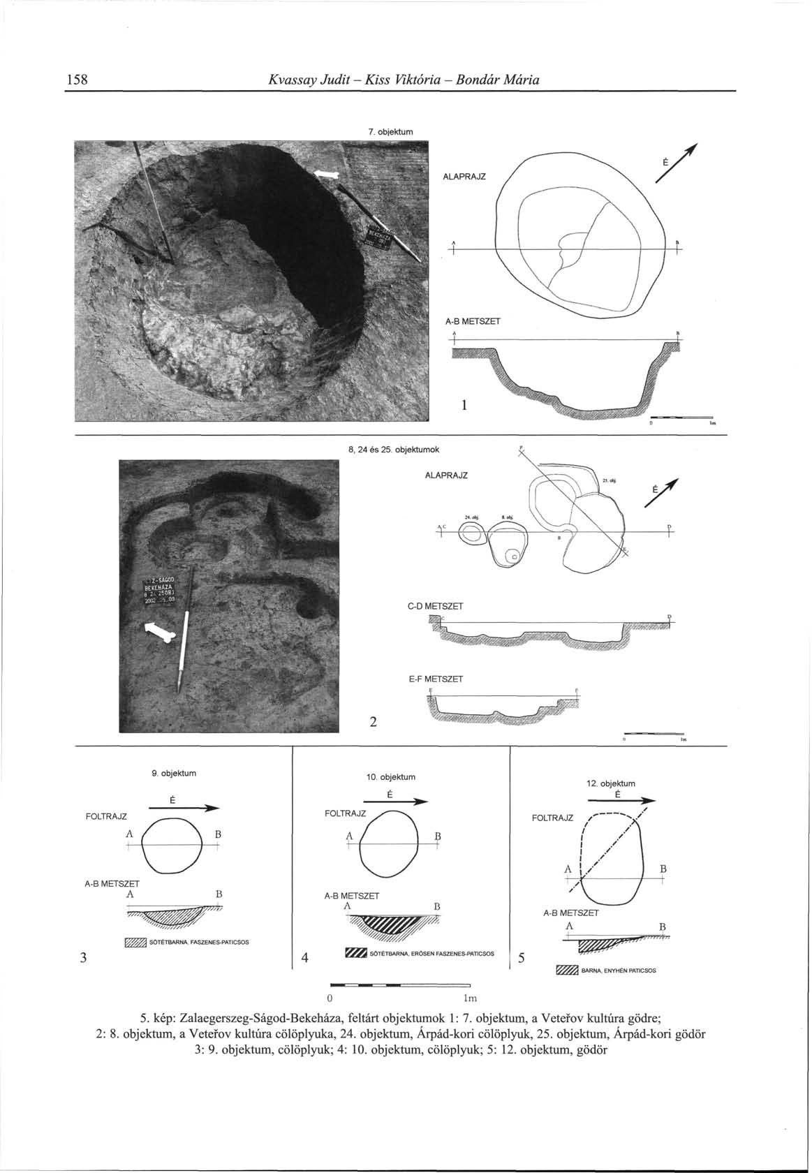 158 Kvassay Judit Kiss Viktória - Bondár Mária 5. kép: Zalaegerszeg-Ságod-Bekeháza, feltárt objektumok 1: 7. objektum, a Veterov kultúra gödre; 2: 8.