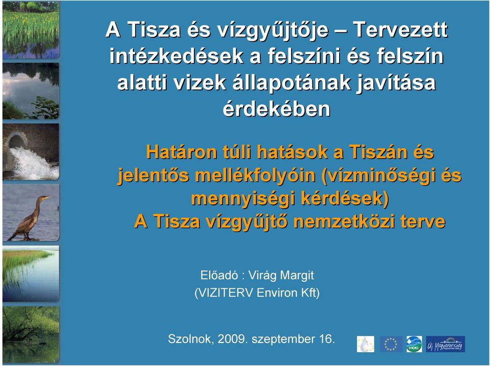 mellékfoly kfolyóin (vízmin zminőségi és mennyiségi kérdk rdések) A Tisza vízgyv zgyűjtő