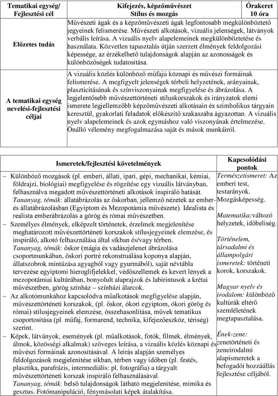 Közvetlen tapasztalás útján szerzett élmények feldolgozási képessége, az érzékelhető tulajdonságok alapján az azonosságok és különbözőségek tudatosítása.