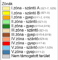 18. ábra: A Dévaványa ÉTT támogatható tevékenységei az eredeti elképzelések szerint. I. zóna: a terület általános természetvédelmi előírásokat igénylő része II.