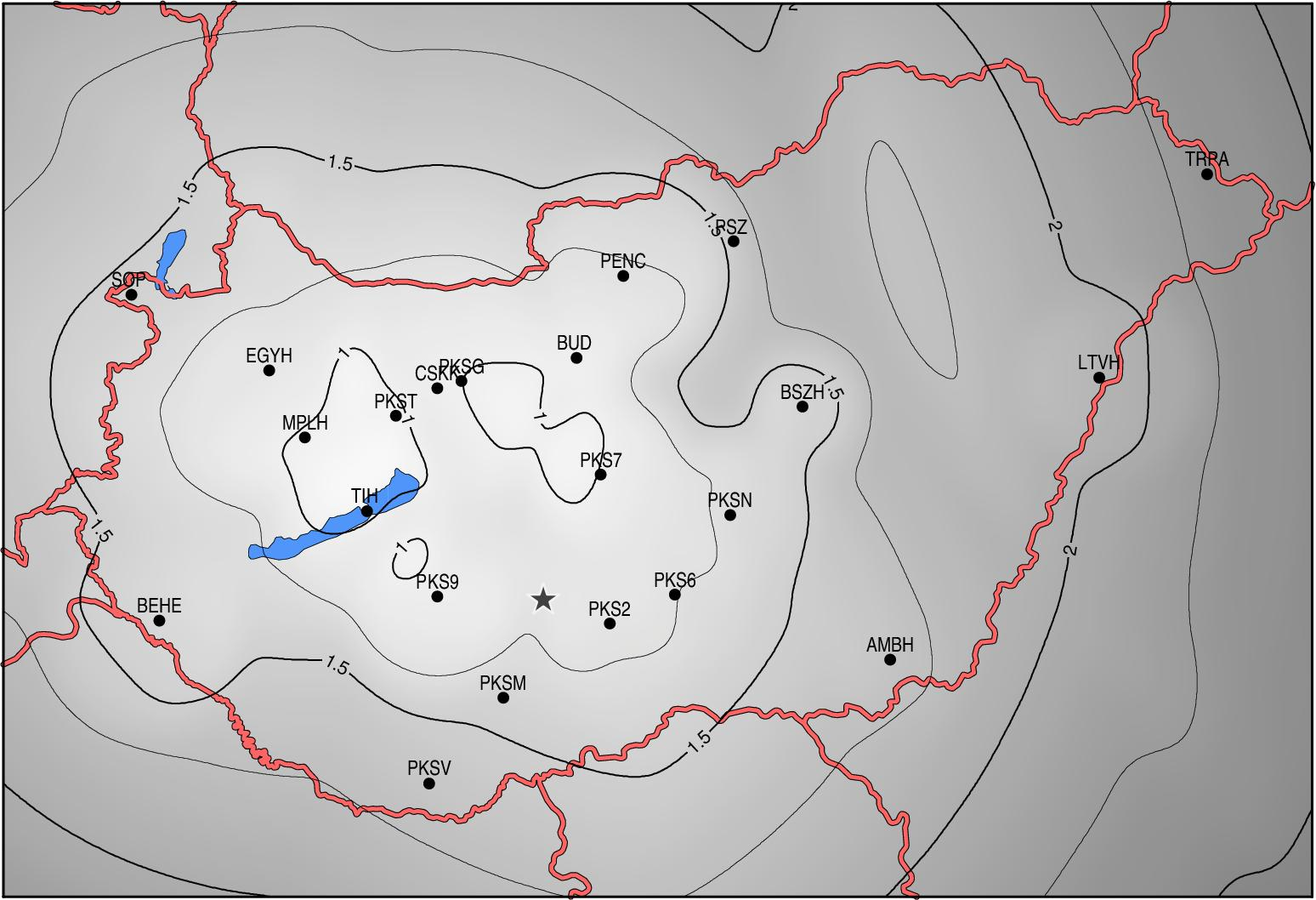 5.3.4.1-3. ábra: A HUN-Reng virtuális hálózathoz felhasznált állomások 2015-ben.