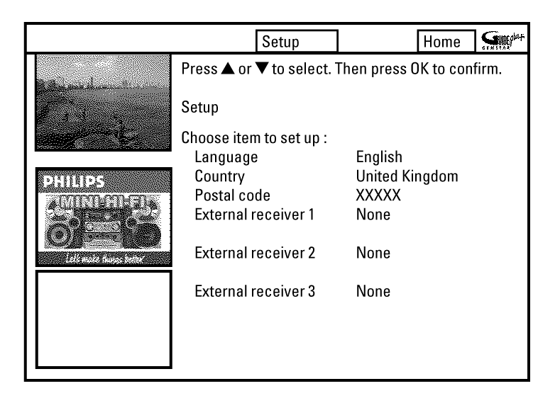 A GUIDE Plus+ rendszer "Setup" (beállítások) "External receiver " (. külsõ vevõ) A külsõ vevõ telepítésérõl a következõ fejezetben olvashat.