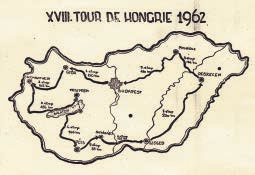 A Tour de Hongrie 91 éve 1962-es TdH útvonal térkép pagandaértékére is.