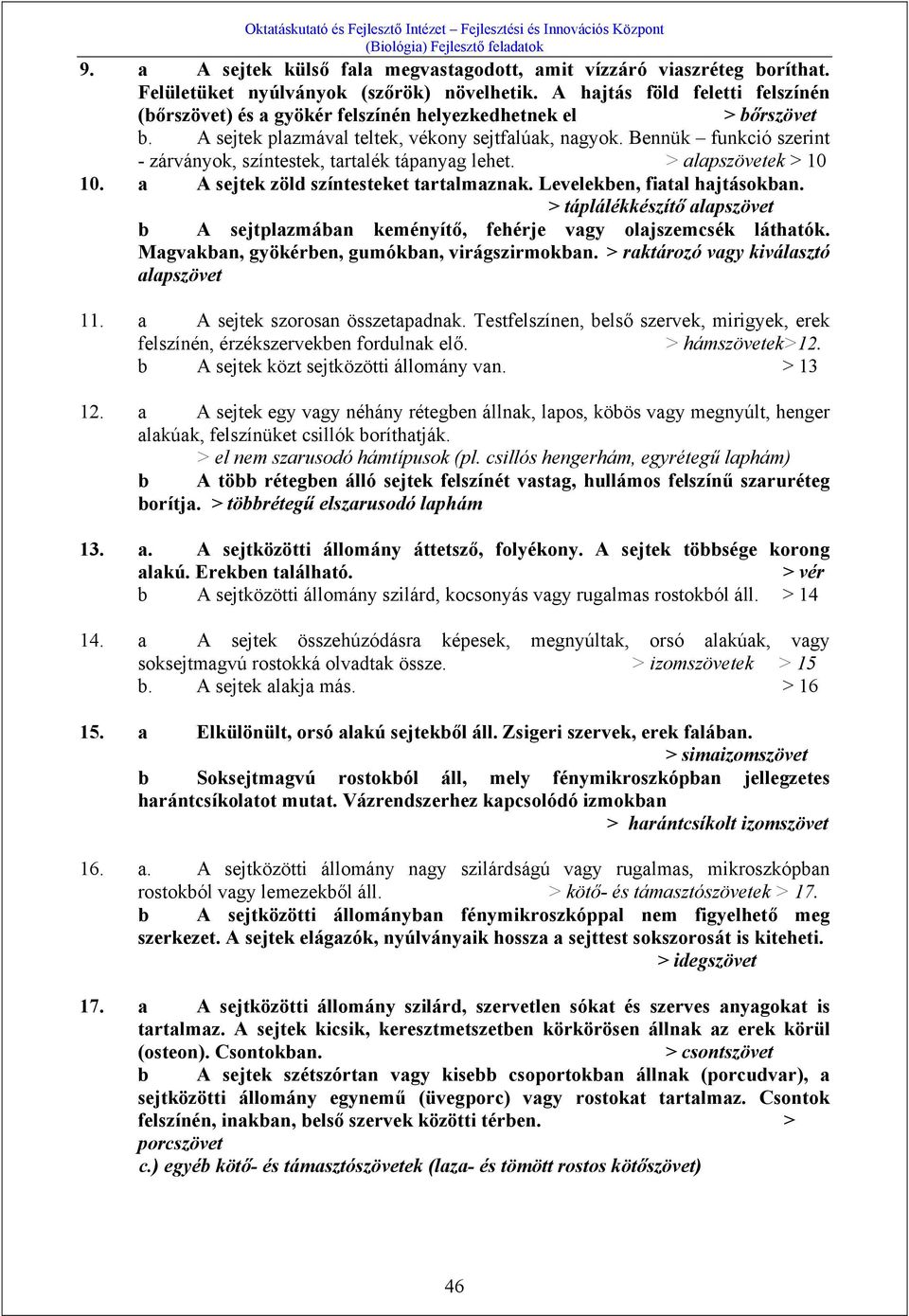 Bennük funkció szerint - zárványok, színtestek, tartalék tápanyag lehet. > alapszövetek > 10 10. a A sejtek zöld színtesteket tartalmaznak. Levelekben, fiatal hajtásokban.