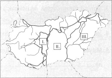 M051-501-1-2M 11 E1 MAGYARORSZÁG / MADŽARSKA 12. Nevezze meg és írja le az alábbi vonalakra Magyarország nagytájait!