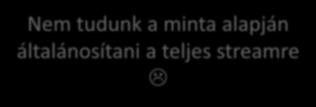 Mintavételezés streamekben Pl. az elmúlt héten hány egyedi query jött? Ezt kb.