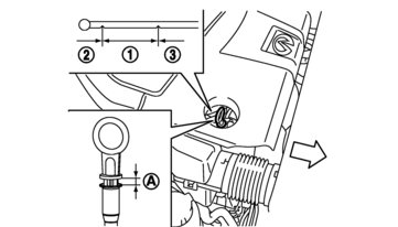 MOTOROLAJ MOTOROLAJ SZINTJÉNEK ELLENŐRZÉSE VQ37VHR motor VK50VE motor SDI2045Z SDI2265Z Kivéve V9X motorral szerelt modellek 1. Állítsa a járművet sík talajra, és rögzítse a kéziféket. 2.