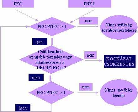 Az ökológiai kockázat pontosítása, iterációs megközelítés A veszély a PEC/PNEC hányadossal jellemezhetı; minél nagyobb ez az érték, annál nagyobb az egyszerő, vagy összetett szennyezıanyag által