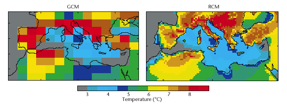 Hőmérsékletváltozás ( C) Globális és regionális klímamodellel becsült hőmérsékletváltozások a
