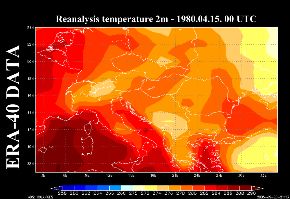 PRECIS regionális éghajlati modell teszt futások 6 óránkénti mezőkre Közép- és Dél-Európa régiójára Hőmérsékleti mezők összehasonlítása Validáció és